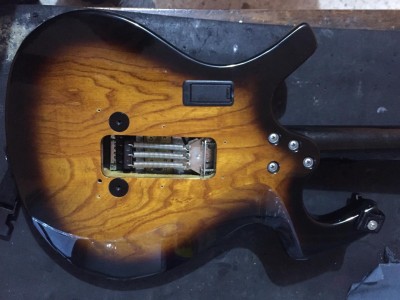 In the Nitefly you can see the pickups from the back of the guitar, there is no wood between the springs and the pickups
